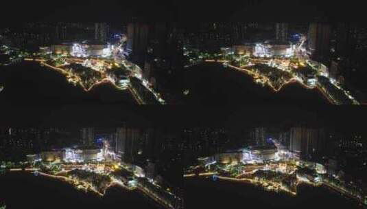 湖南郴州裕后街夜景航拍高清在线视频素材下载