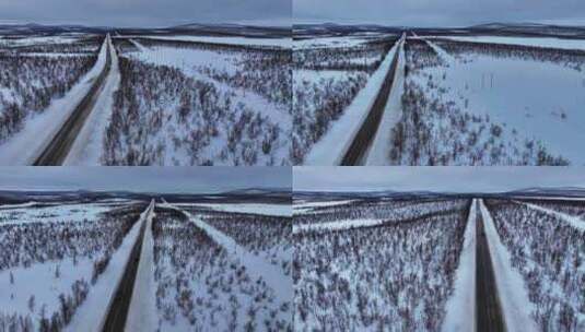 4K航拍北欧芬兰雪景风光高清在线视频素材下载
