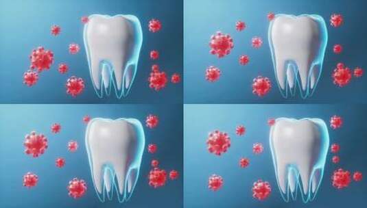 牙齿和细菌的牙齿健康动画高清在线视频素材下载