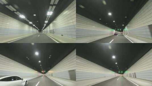 城市穿梭上海隧道第一视角路跑高清在线视频素材下载