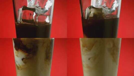 奶油与冰和咖啡混合在玻璃中高清在线视频素材下载