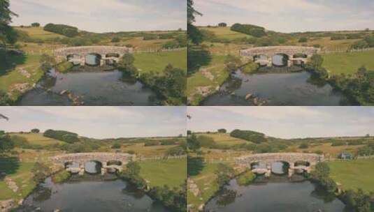桥，河，无人机，达特穆尔国家公园高清在线视频素材下载