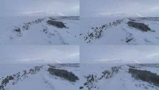 人们在山脊天线附近的雪中行走高清在线视频素材下载