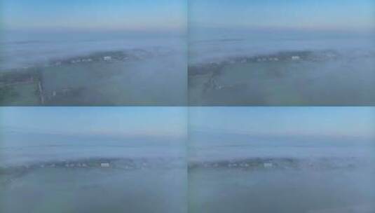 中国河南平原平流雾HDR航拍高清在线视频素材下载