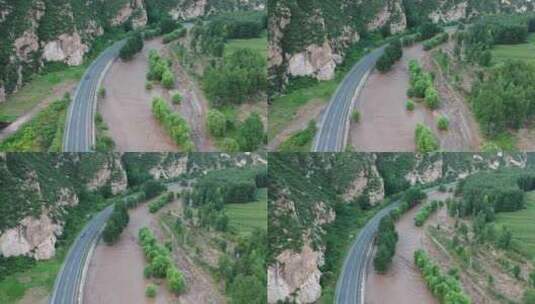 实拍暴雨后洪水 山洪  泥石流高清在线视频素材下载