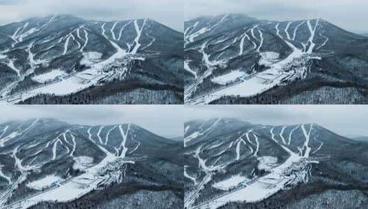 亚布力滑雪场冬季航拍延时高清在线视频素材下载