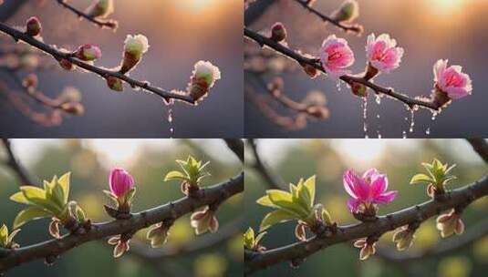 花开动画延迟 鲜花盛开 桃花绽放 梅花绽放高清在线视频素材下载