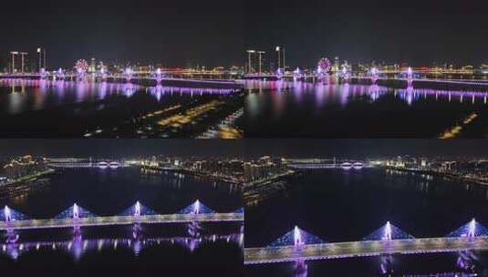 合集江西南昌赣江朝阳大桥夜景航拍高清在线视频素材下载