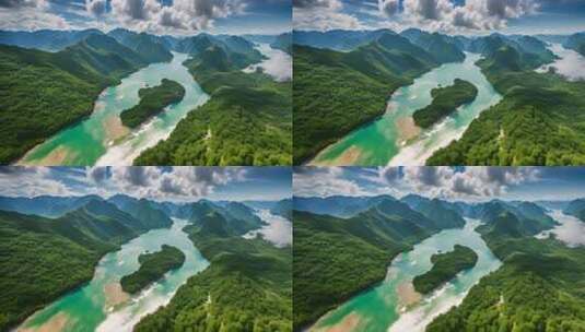 青山绿水自然风光航拍高清在线视频素材下载