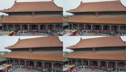 古建筑前传统仪式活动场景高清在线视频素材下载