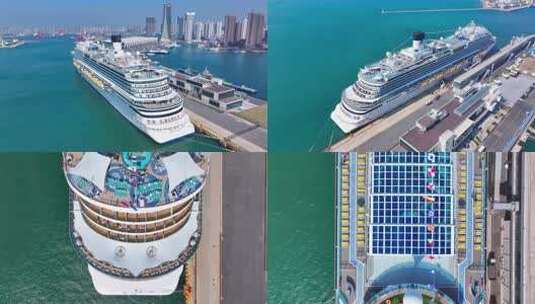 航拍-爱达·魔都号邮轮高清在线视频素材下载