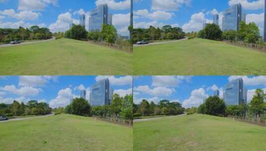 园林城市高楼建筑风光公园广场草地高清在线视频素材下载