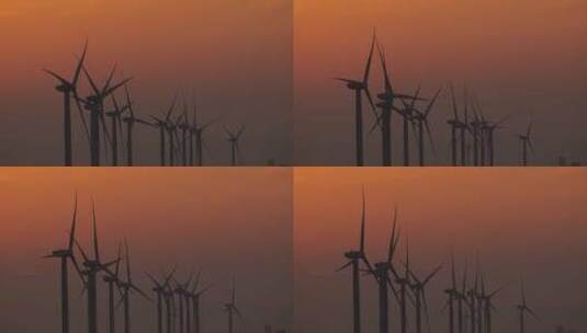 海上风电场夕阳日出高清在线视频素材下载