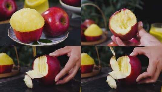 新鲜花牛苹果高清在线视频素材下载
