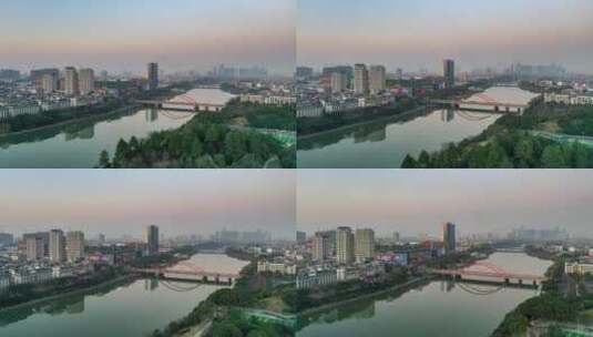 浙江义乌城市风光航拍延时摄影高清在线视频素材下载