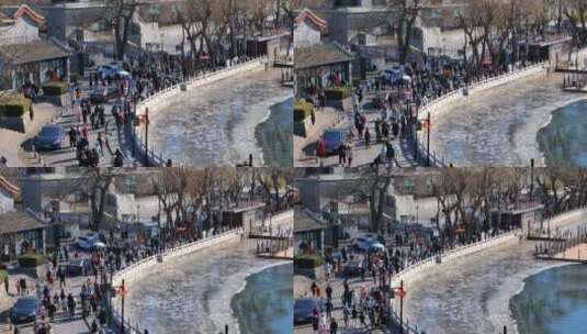 北京冬天什刹海街道高清在线视频素材下载