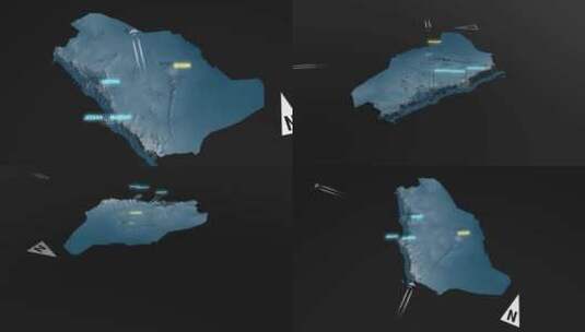 沙特阿拉伯地图航空航线高清在线视频素材下载