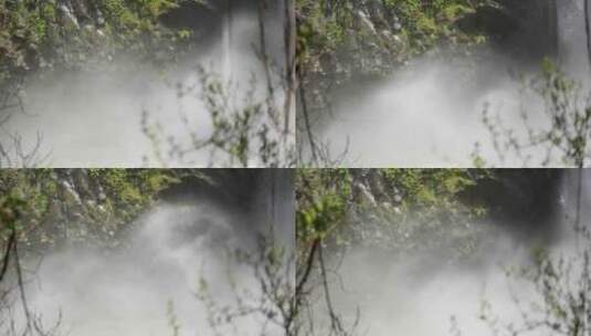 瀑布溅起的水花水雾高清在线视频素材下载