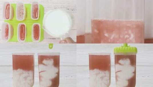 牛奶倒入樱桃汁高清在线视频素材下载