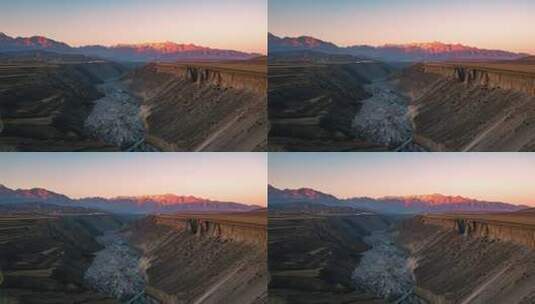 新疆安集海大峡谷悬崖航拍陡峭地貌山脉裂谷高清在线视频素材下载