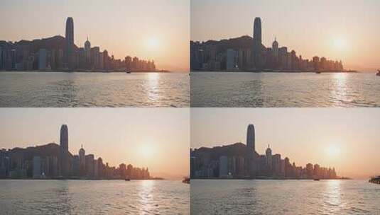 香港维多利亚港黄昏日落高清在线视频素材下载