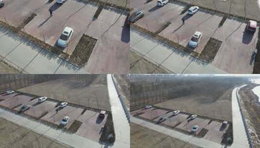 航拍停车场的小汽车 (2)高清在线视频素材下载