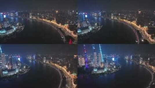 上海外滩沿岸夜景2022年3月30日浦西封控前高清在线视频素材下载