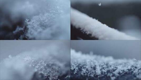 雪花的宏观镜头下雪雪花微距冰晶雪绒花高清在线视频素材下载