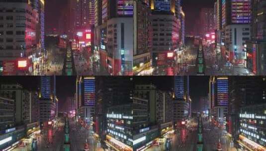 重庆杨家坪横街夜景航拍高清在线视频素材下载