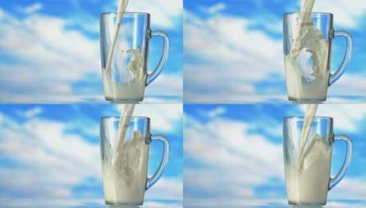 牛奶冲入 奶花 倒牛奶高清在线视频素材下载