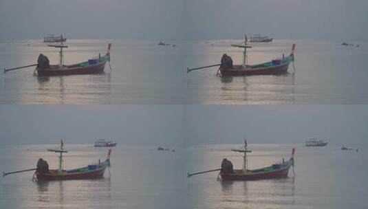 海面上的小渔船高清在线视频素材下载