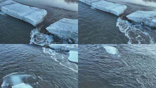 春天河水融化的冰块高清在线视频素材下载