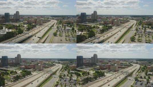 高速公路沿线的航拍镜头高清在线视频素材下载