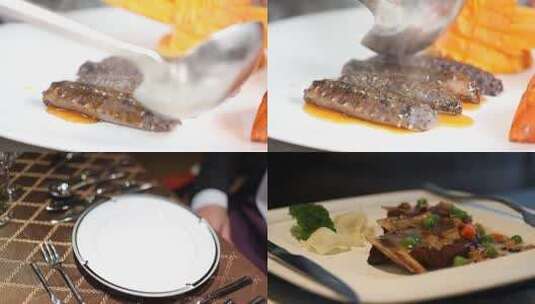 西餐海参美食视频高清在线视频素材下载