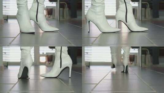 女人试鞋 白色高跟鞋高清在线视频素材下载