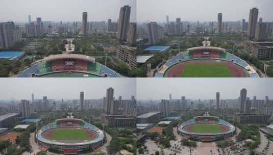 广西柳州体育中心航拍高清在线视频素材下载