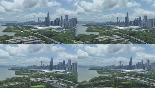 深圳南山区深圳湾公园航拍高清在线视频素材下载