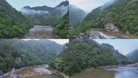 航拍宁德白水洋风景区山间溪流美景高清在线视频素材下载