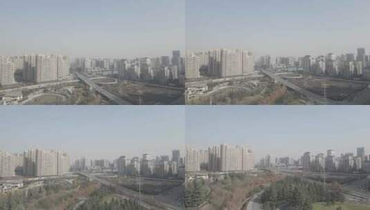西安空镜航拍大景灰片古城城墙都市城市风景高清在线视频素材下载