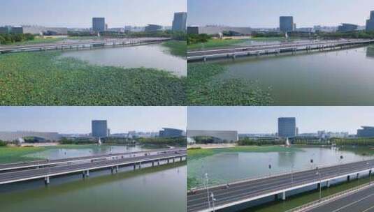江苏省扬州市明月湖城市环境高清在线视频素材下载
