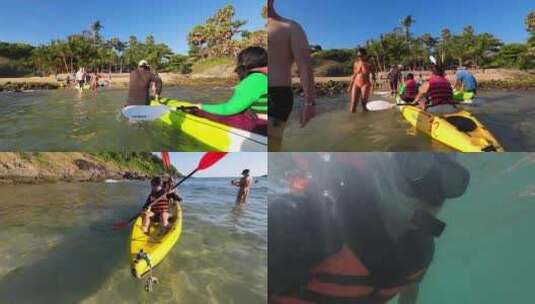 泰国海边沙滩划船潜水浮潜玩耍高清在线视频素材下载
