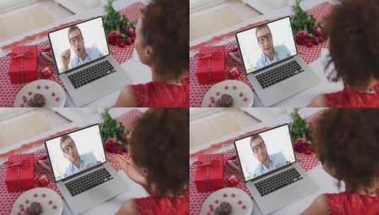 女人向电脑屏幕里的男人飞吻高清在线视频素材下载