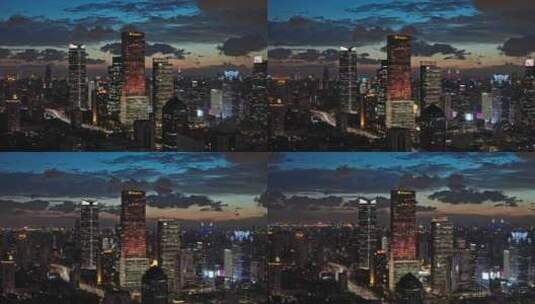 4K上海静安区楼群CBD夜景航拍高清在线视频素材下载