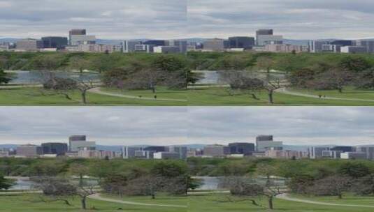 延时拍摄城市中的公园高清在线视频素材下载