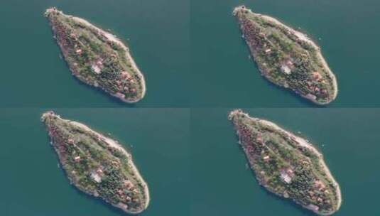 中国云南玉溪市抚仙湖孤山岛航拍高清在线视频素材下载