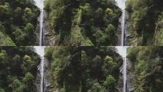航拍大山深处秘境溪流瀑布高清在线视频素材下载