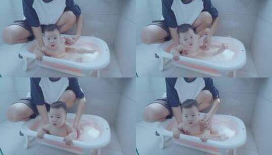 婴儿宝宝洗澡高清在线视频素材下载