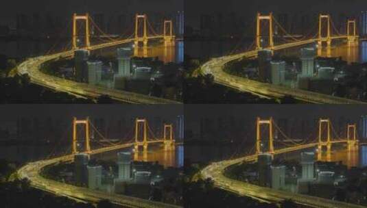 4K120帧实拍武汉夜景鹦鹉洲长江大桥高清在线视频素材下载