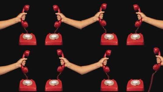 手握复古红色电话的接收器高清在线视频素材下载