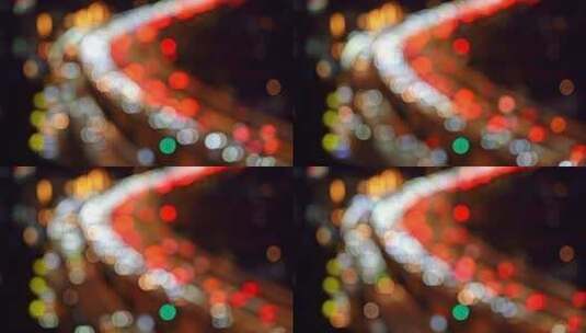 中国上海夜晚城市道路虚化光斑汽车交通景观高清在线视频素材下载